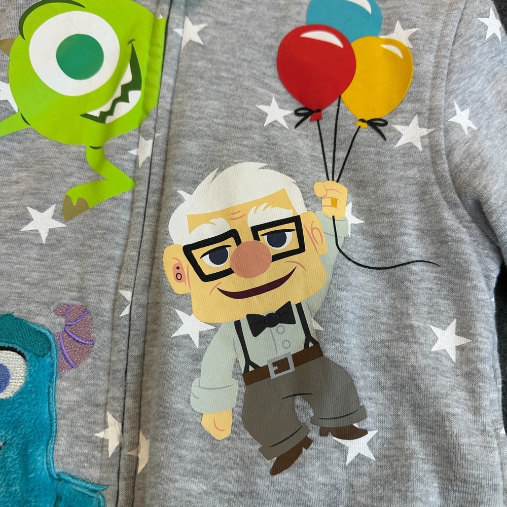 Disney 100 Pixar Monster Up Hoodie Jacket Gray Full Zip Hooded Boy's Size 5 EUC - Picture 7 of 16